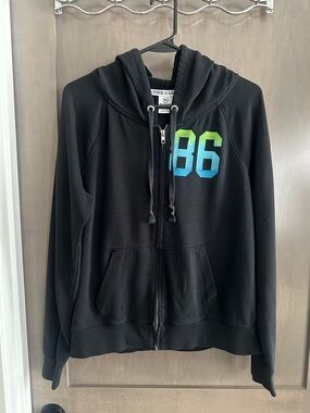 Victoria’s Secret Pink Y2K “Love Pink” Black Zip-Up Hoodie Size L